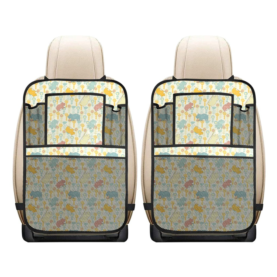 Hippopotamus Pattern Print Design 04 Car Seat Back Organizer