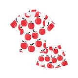 red apples white background Kids' Boys' Girls' V-Neck Short Pajama Set