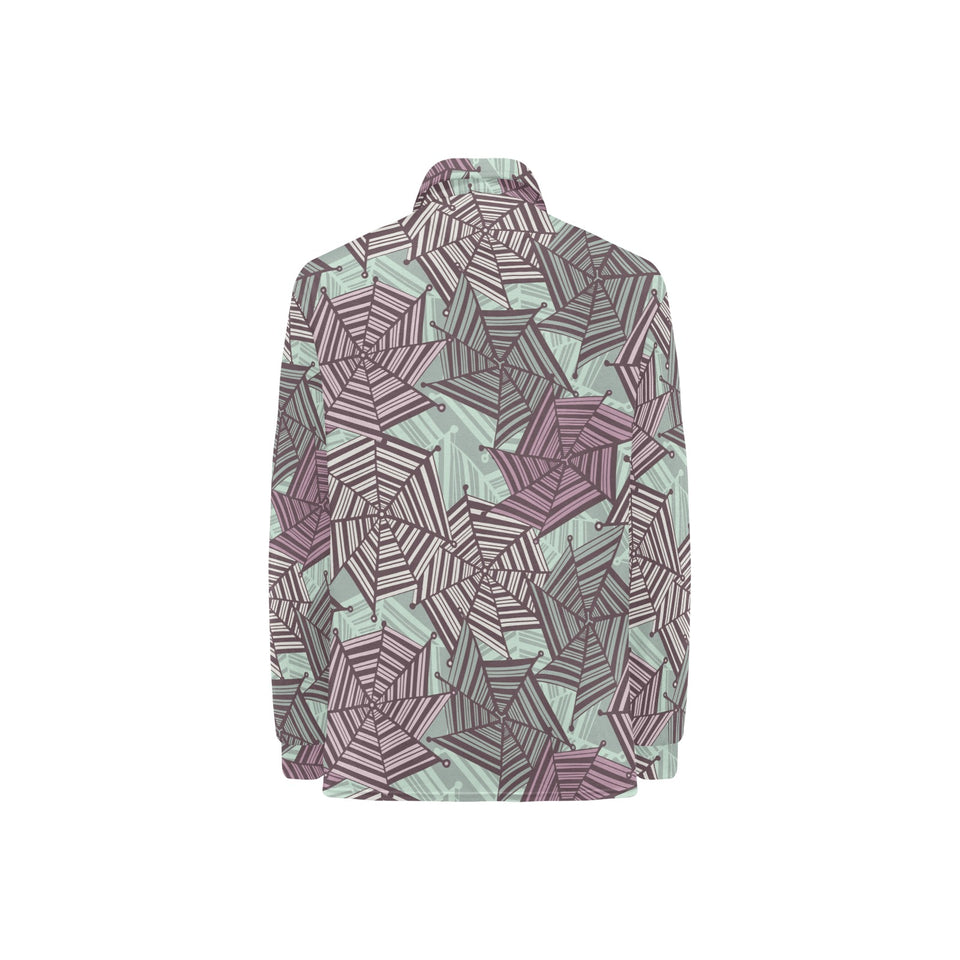 Spider web cobweb design color pattern Women's Long Sleeve Polo Shirt