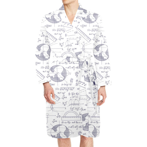 Math Pattern Print Design 03 Men's Long Sleeve Belted Night Robe