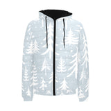 Christmas tree winter forest pattern Men's Padded Hooded Jacket