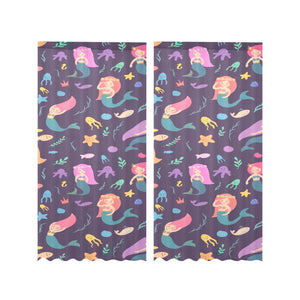 beautiful mermaid Fish jellyfish algae other marin Gauze Curtain