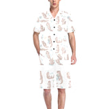 Cute sea otters pattern Men's V-Neck Short Pajama Set