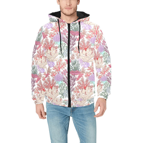 Coral Reef Pattern Print Design 03 Men's Padded Hooded Jacket