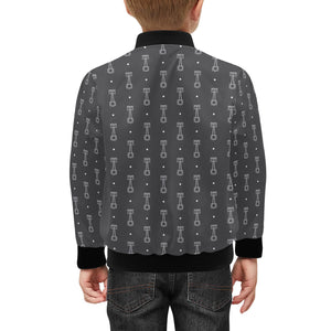 Engine Piston Black Background Pattern Design 02 Kids' Boys' Girls' Bomber Jacket