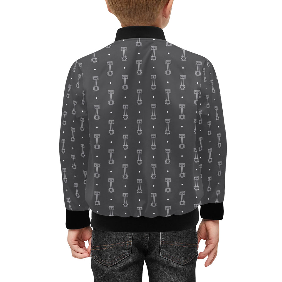 Engine Piston Black Background Pattern Design 02 Kids' Boys' Girls' Bomber Jacket