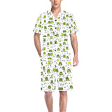 Sketch funny frog pattern Men's V-Neck Short Pajama Set