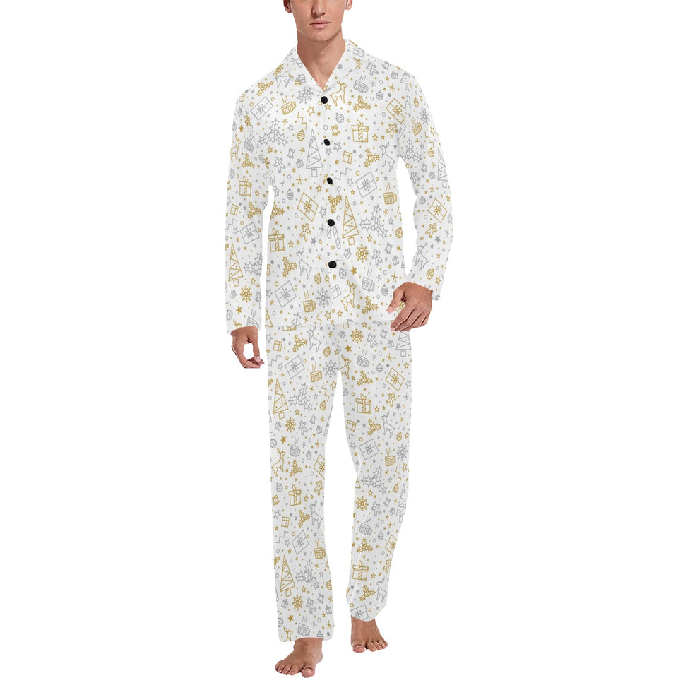 Christmas tree Christmas element Silver gold patte Men's Long Pajama Set