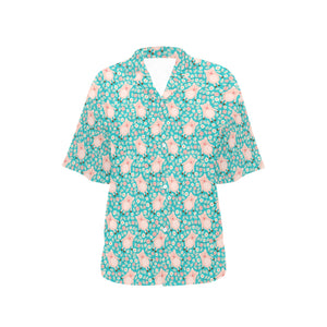 Pig Pattern Print Design 01 Women's All Over Print Hawaiian Shirt
