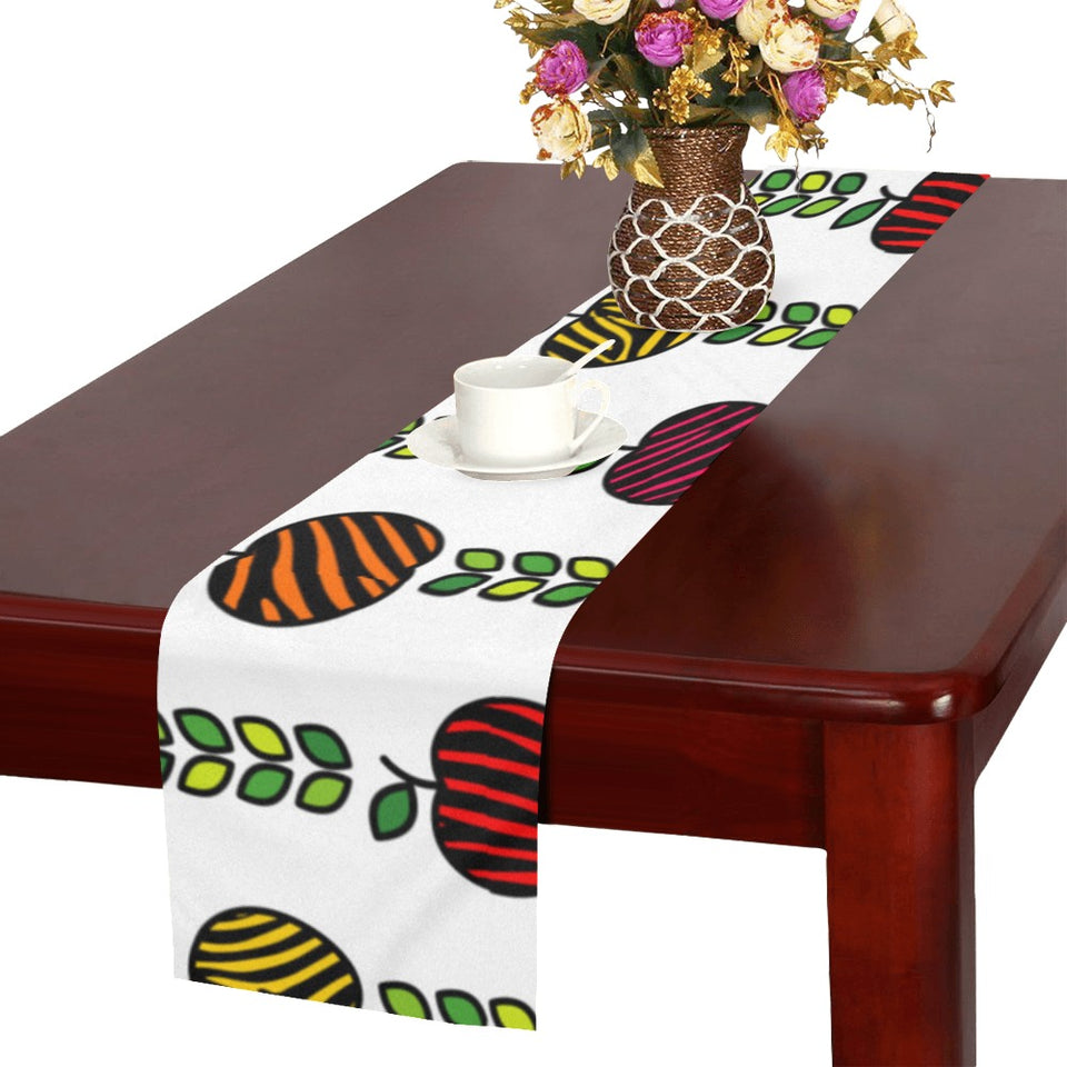 colorful apples leave zebra stripe Table Runner
