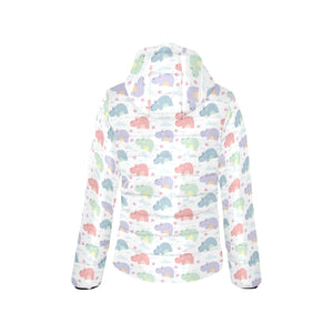 Hippopotamus Pattern Print Design 03 Women's Padded Hooded Jacket