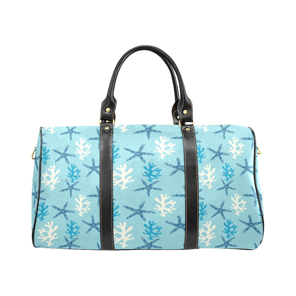 Blue starfish coral reef pattern Travel Bag