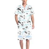 Cute dolphins Childish Style pattern Men's V-Neck Short Pajama Set