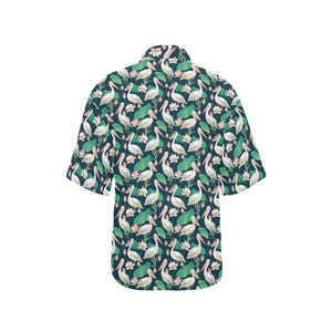 Pelican Pattern Print Design 03 Women's All Over Print Hawaiian Shirt