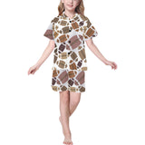 American football ball pattern Kids' Boys' Girls' V-Neck Short Pajama Set