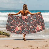 fox leaves mushroom pattern Beach Towel