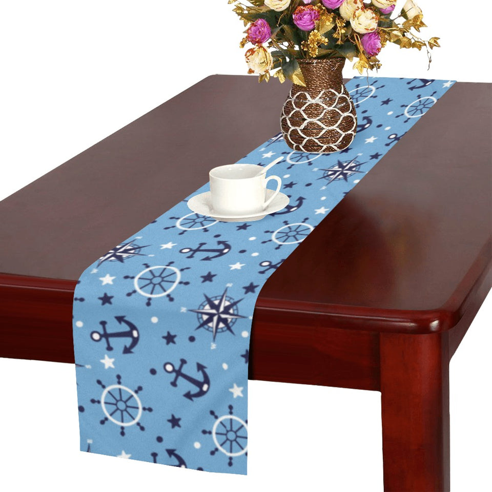 Anchors rudder compass star nautical pattern Table Runner