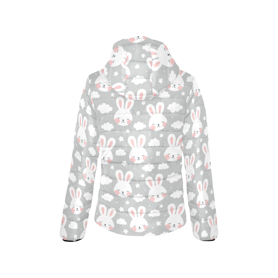 Rabbit cloud Pattern Women's Padded Hooded Jacket