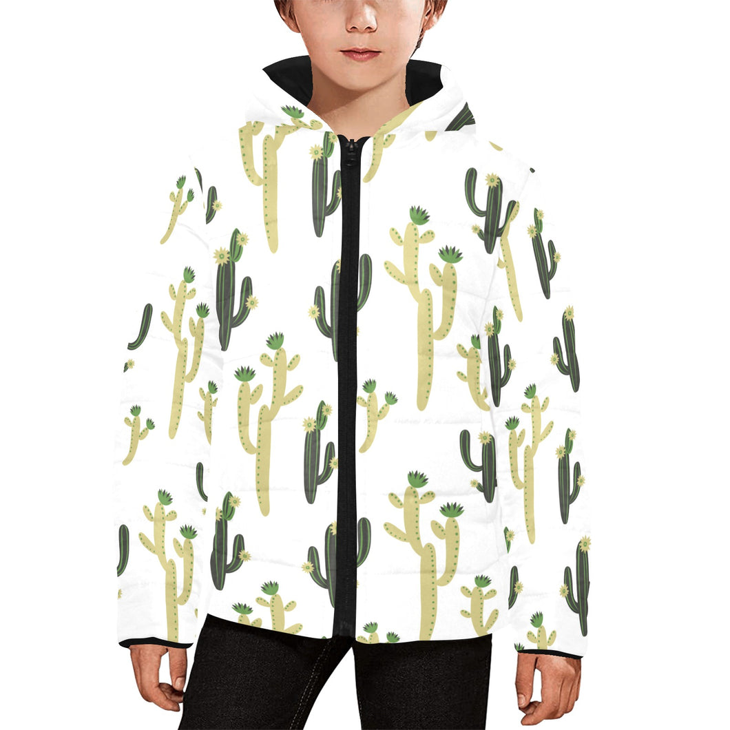 Cute cactus pattern Kids' Boys' Girls' Padded Hooded Jacket
