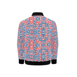 Blue Red Eiffel Tower Pattern Print Design 02 Kids' Boys' Girls' Bomber Jacket