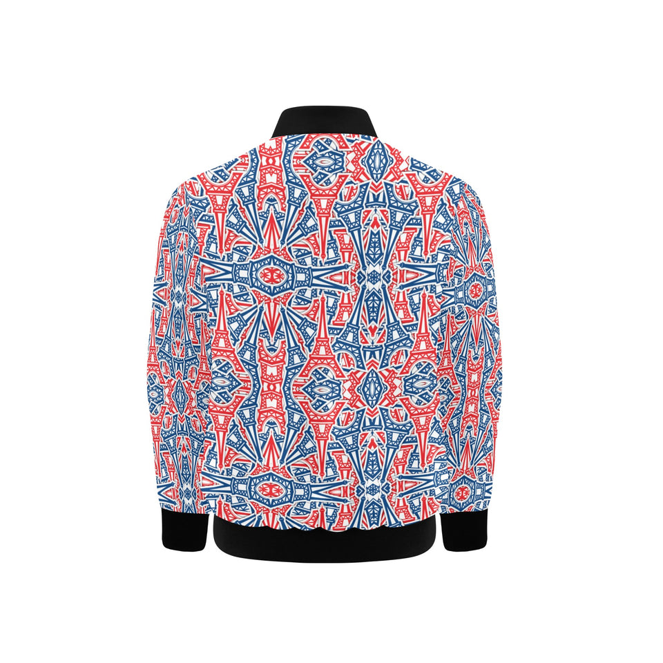 Blue Red Eiffel Tower Pattern Print Design 02 Kids' Boys' Girls' Bomber Jacket