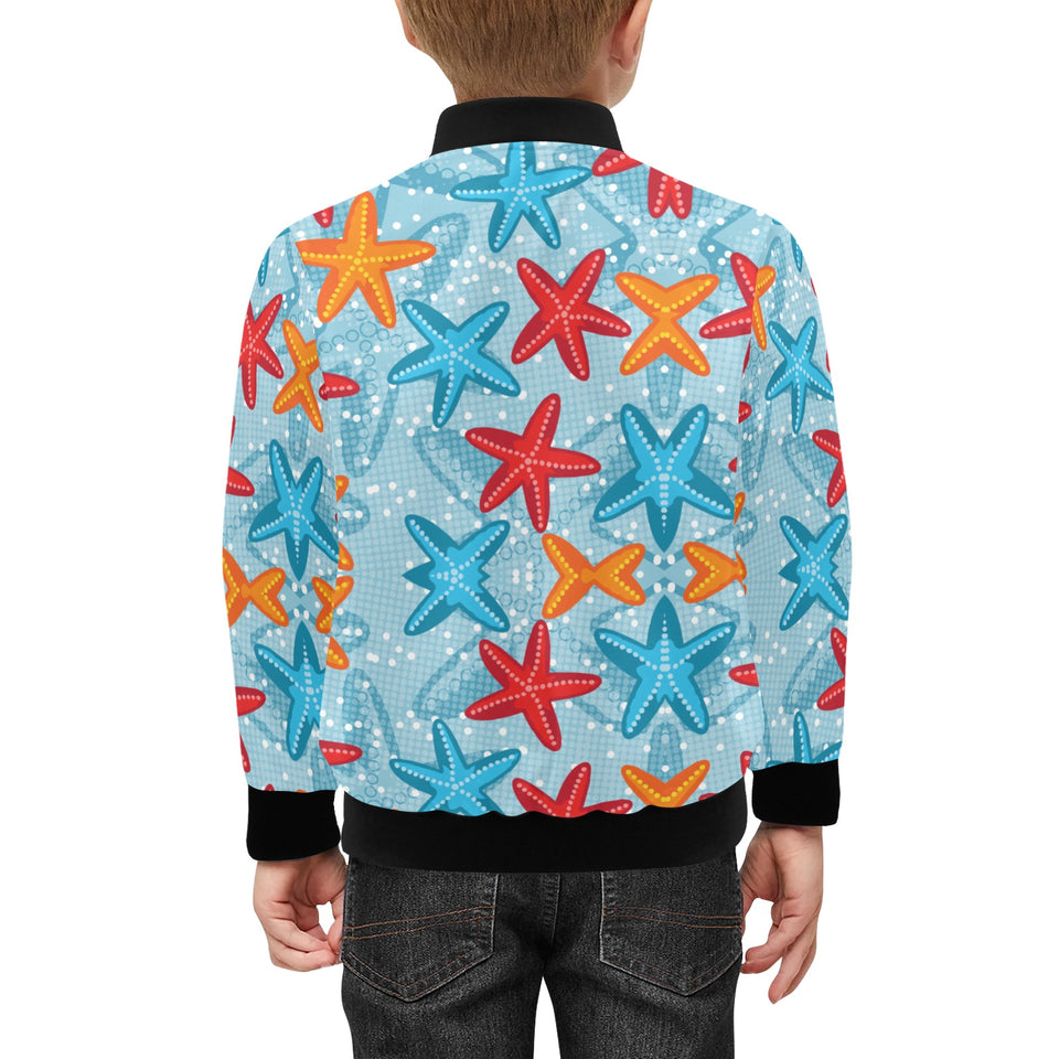 Blue red orange starfish pattern Kids' Boys' Girls' Bomber Jacket