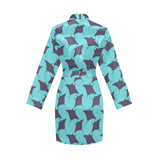 Stingray Pattern Print Design 02 Women's Long Sleeve Belted Night Robe