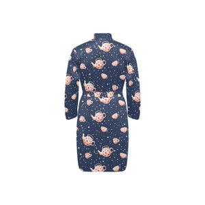 Tea pots Pattern Print Design 04 Men's Long Sleeve Belted Night Robe