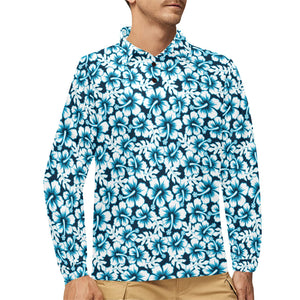 Hibiscus Pattern Print Design 04 Men's Long Sleeve Polo Shirt
