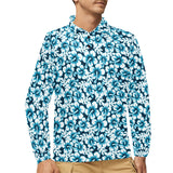Hibiscus Pattern Print Design 04 Men's Long Sleeve Polo Shirt