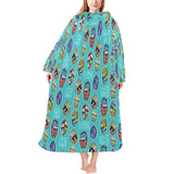 Surfboard Pattern Print Design 05 Blanket Robe with Sleeves