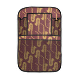 Hand drawn gold saxophone red background Car Seat Back Organizer