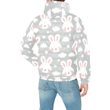 Rabbit cloud Pattern Men's Padded Hooded Jacket