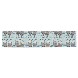 Lovely Sea Otter Pattern Table Runner