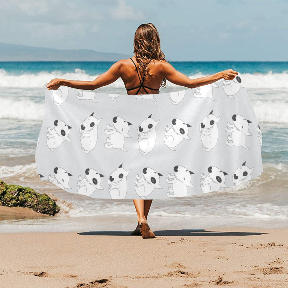Bull Terrier Pattern Print Design 01 Beach Towel