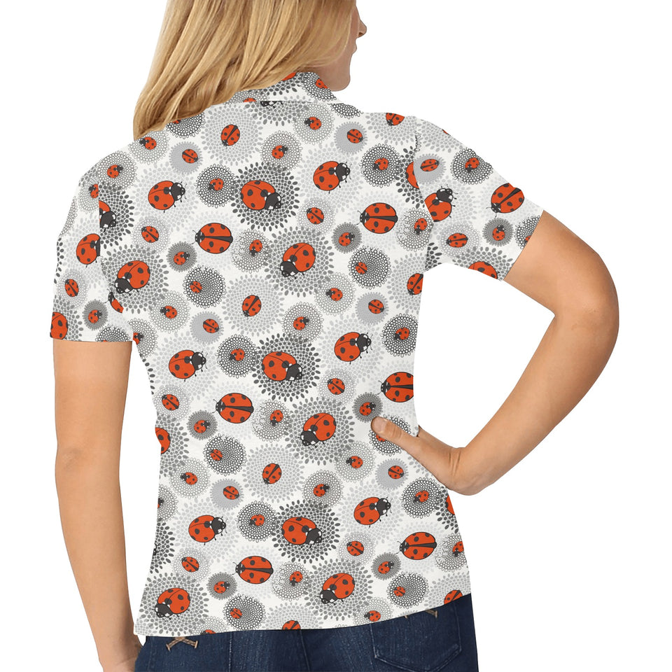 Ladybug Pattern Print Design 05 Women's All Over Print Polo Shirt