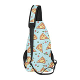 Hand drawn pizza blue background All Over Print Chest Bag