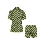 Green Peas Pattern Print Design 05 Women's V-Neck Short Pajama Set