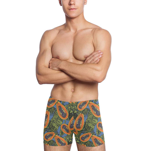 Colorful papaya tropical leaves Men's Swimming Trunks