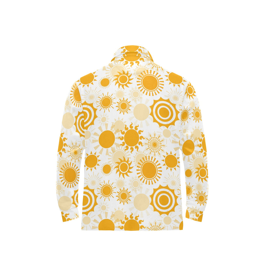 Sun design pattern Men's Long Sleeve Polo Shirt