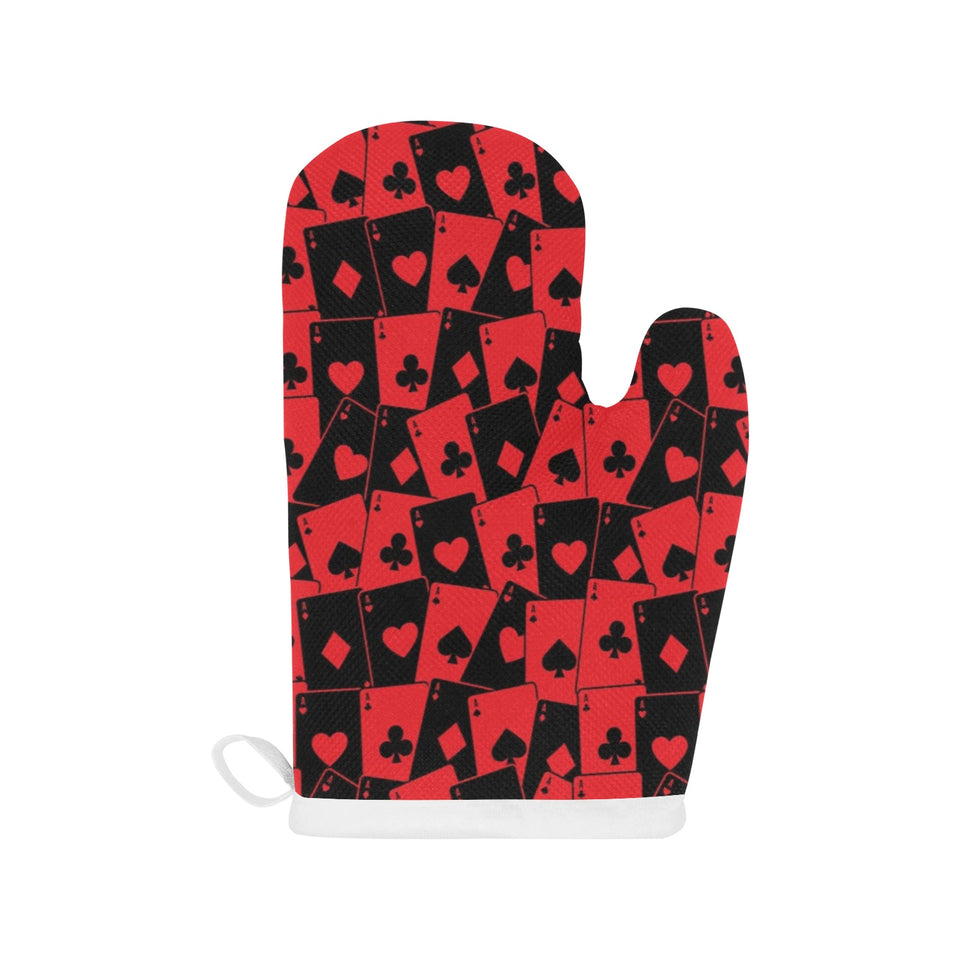 Casino Cards Suits Pattern Print Design 02 Heat Resistant Oven Mitts