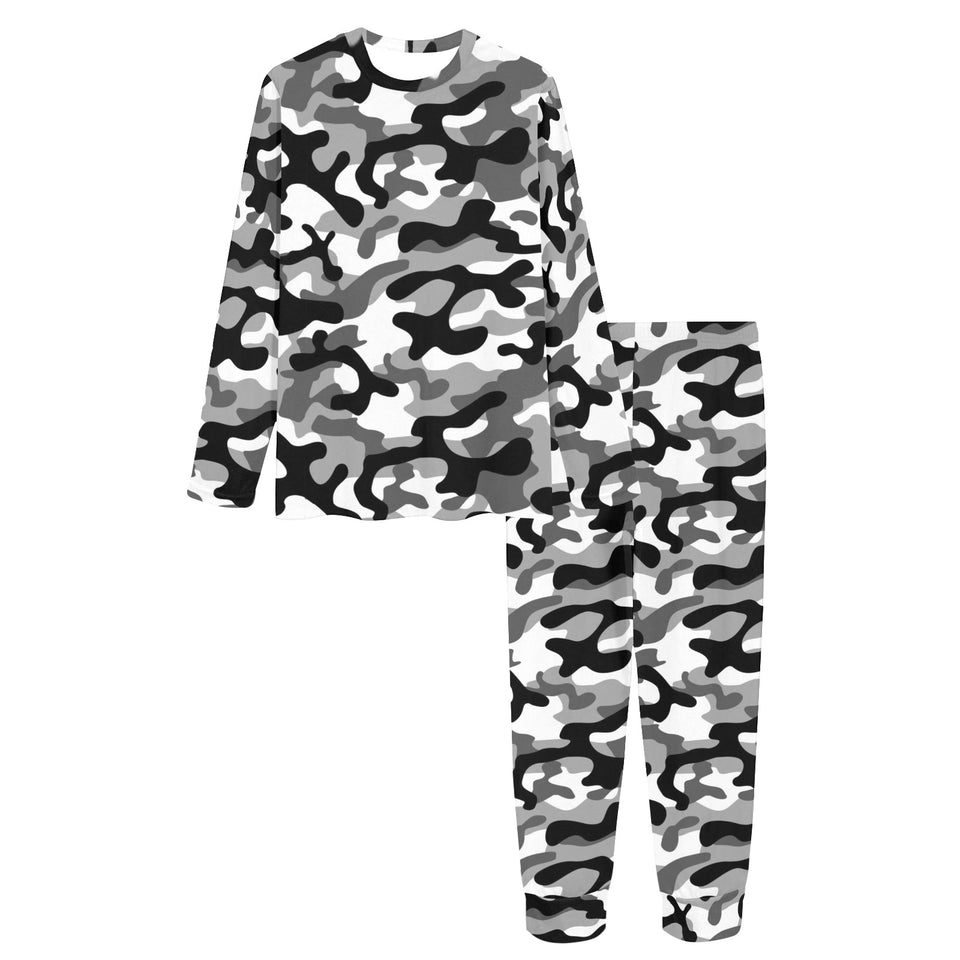 Black white camouflage pattern Women's All Over Print Pajama Set