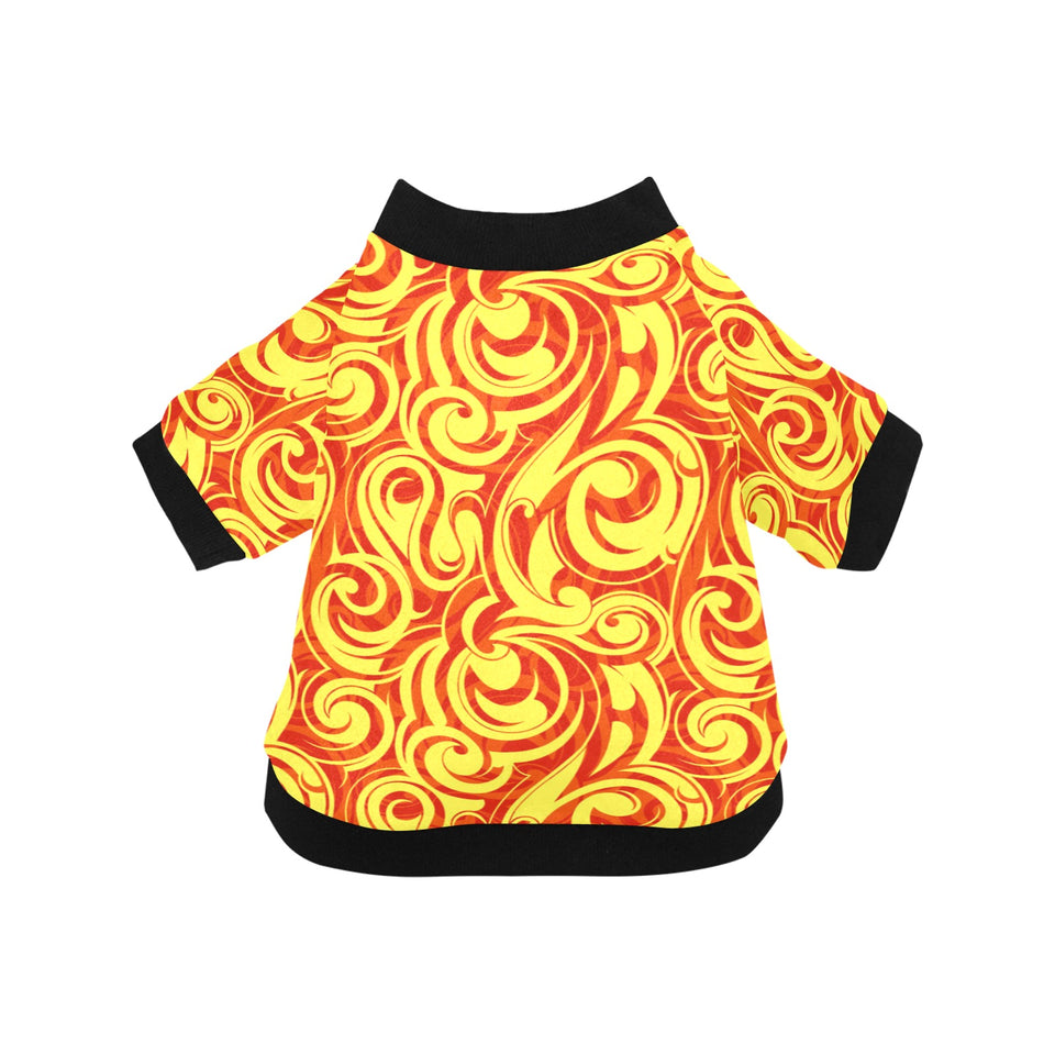 Fire flame design pattern All Over Print Pet Dog Round Neck Fuzzy Shirt