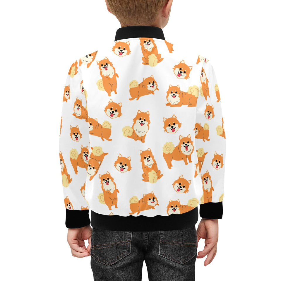 Brown pomeranian pattern Kids' Boys' Girls' Bomber Jacket