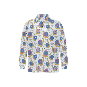 Snail Pattern Print Design 05 Men's Long Sleeve Polo Shirt