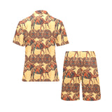 Camel polynesian tribal design pattern Men's V-Neck Short Pajama Set