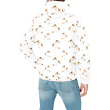 Jack Russel Pattern Print Design 05 Men's Padded Hooded Jacket