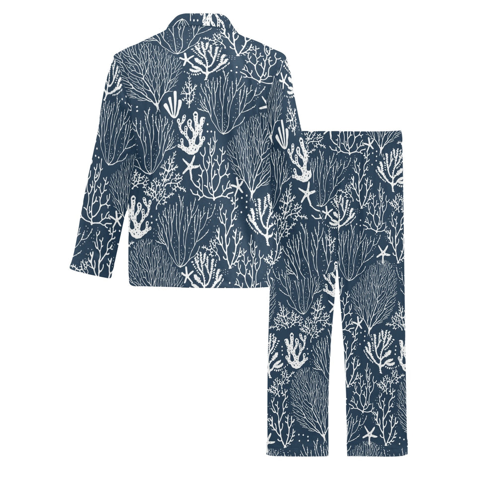 Coral Reef Pattern Print Design 05 Men's Long Pajama Set