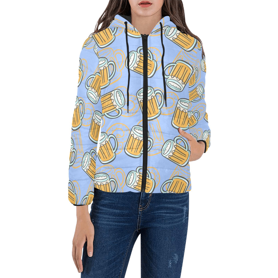 Beer pattern Women's Padded Hooded Jacket
