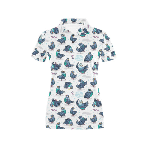 Pigeon Pattern Print Design 02 Women's All Over Print Polo Shirt